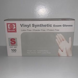 Vinyl Gloves Latex Free Powder-Free Latex-Free Protein Size Small, 100 Gloves